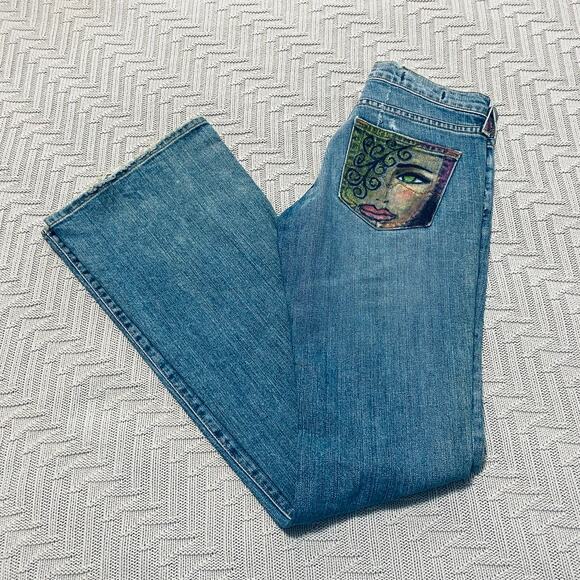Red Engine painted flare jeans - Picture 1 of 12
